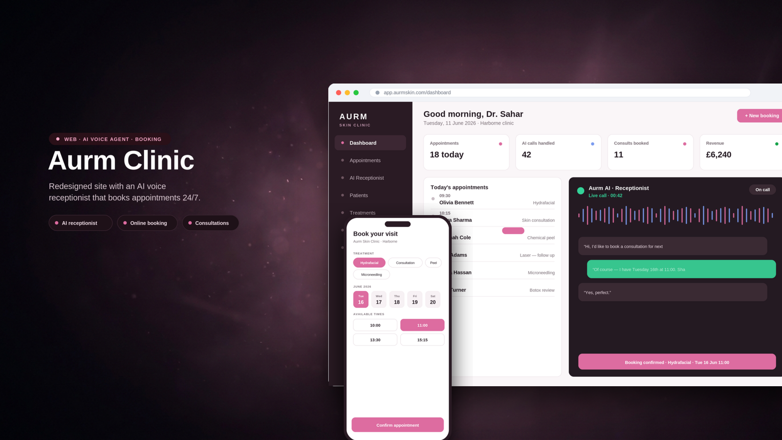 Aurm Clinic · Healthcare · Booking Platform